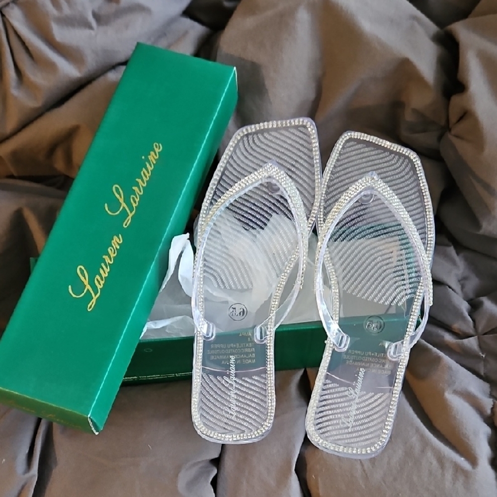 Lauren Lorraine Women's Silver Clear Sandals